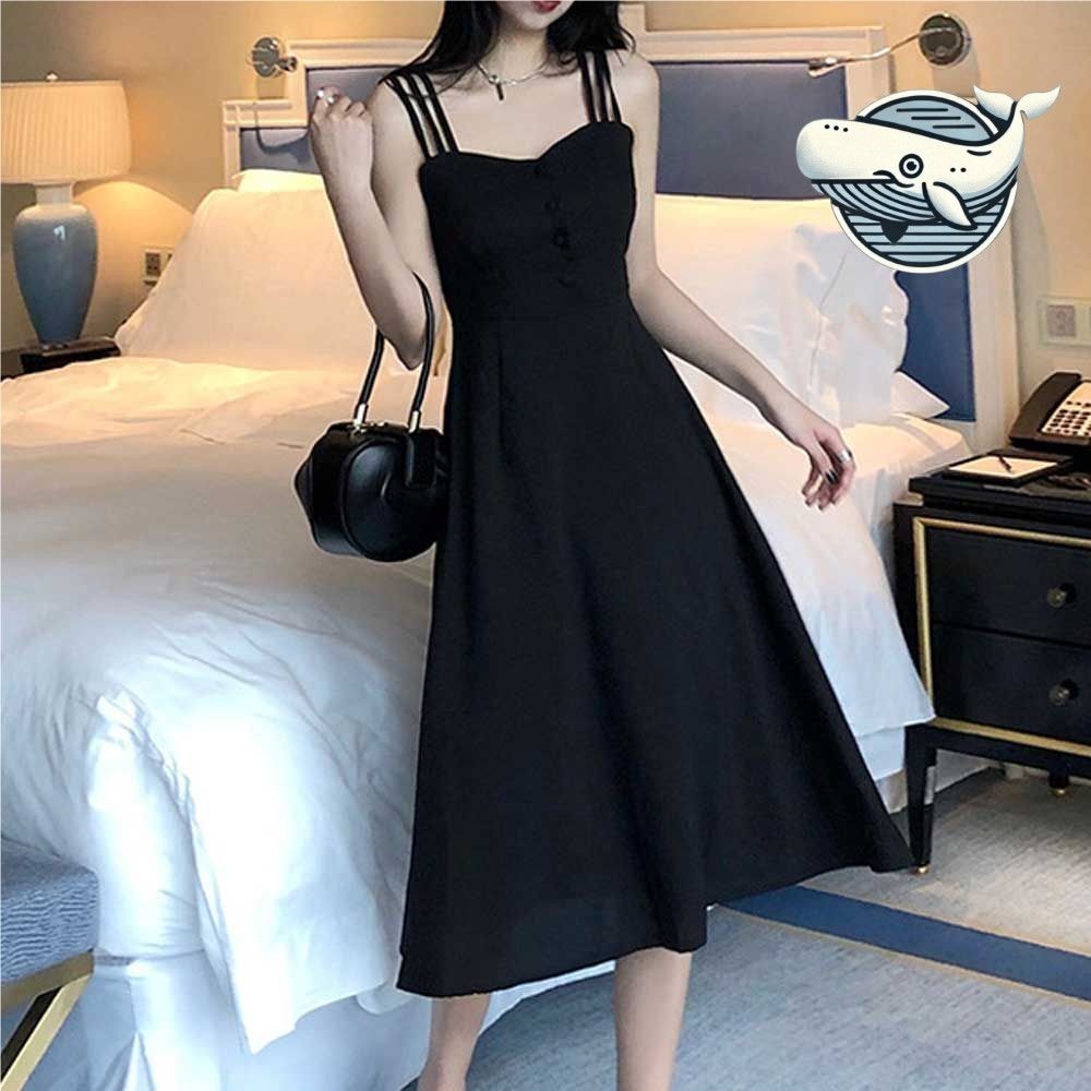 슬림핏 여름 블랙 나시 롱원피스 세련된 A라인