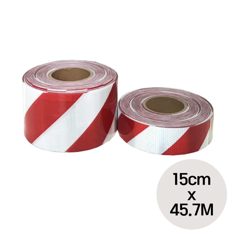 사선 벌집 반사 테이프 백색적색 15cm x 45.7M 1롤
