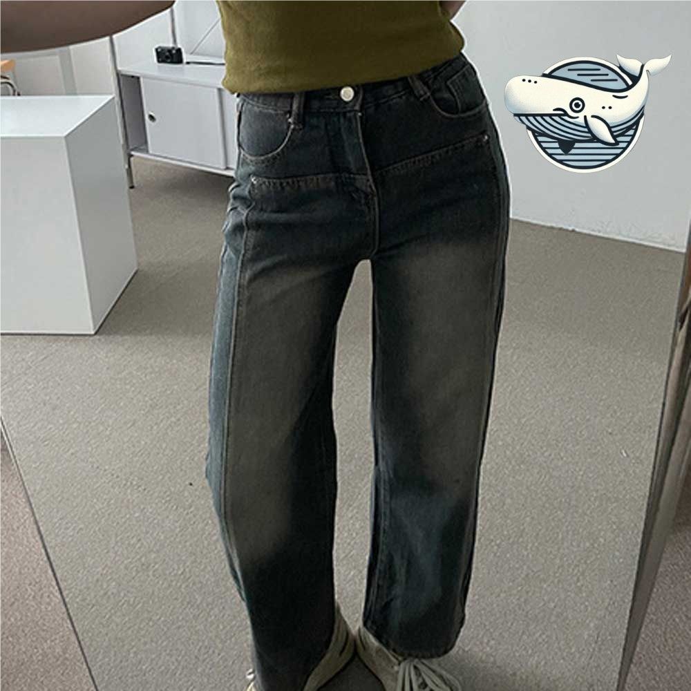 키작녀를 위한 빈티지 스트레이트핏 청바지 데님