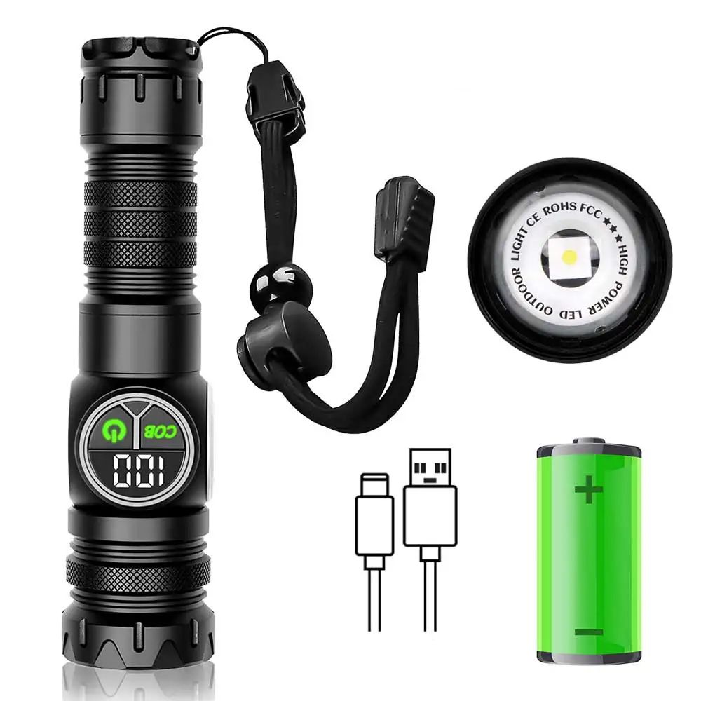 COB LED 충전식 야외 멀티 랜턴 줌 손전등 후레쉬