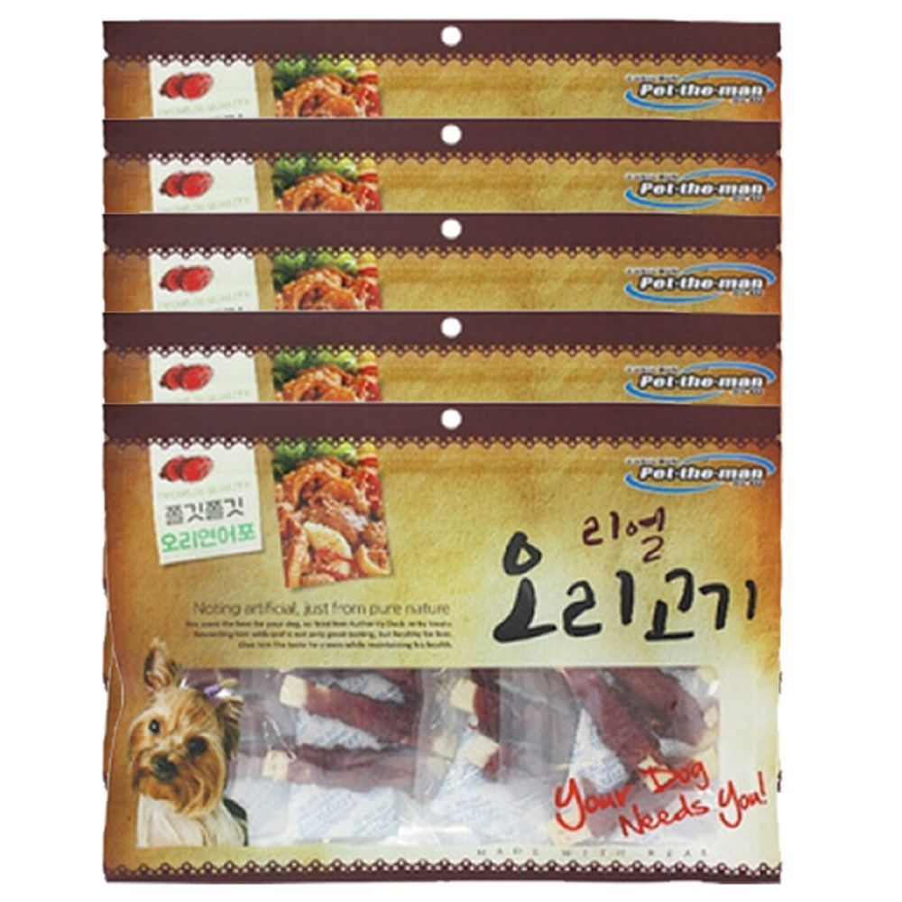 강아지 쫄깃 리얼 일상 오리 연어포 300g 5P 반려견
