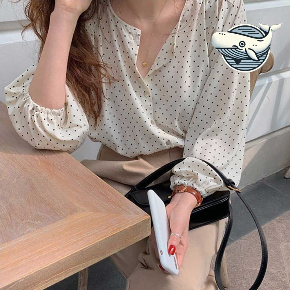 도트 패턴 데일리 블라우스 여성 쉬폰 나들이