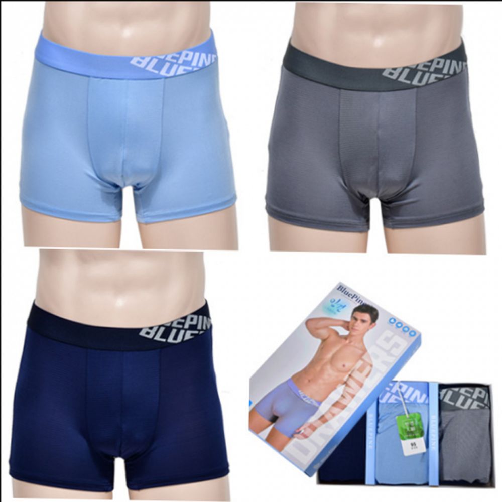 런닝 냉감 인견 남성 팬티 3매입 세트 블루핀