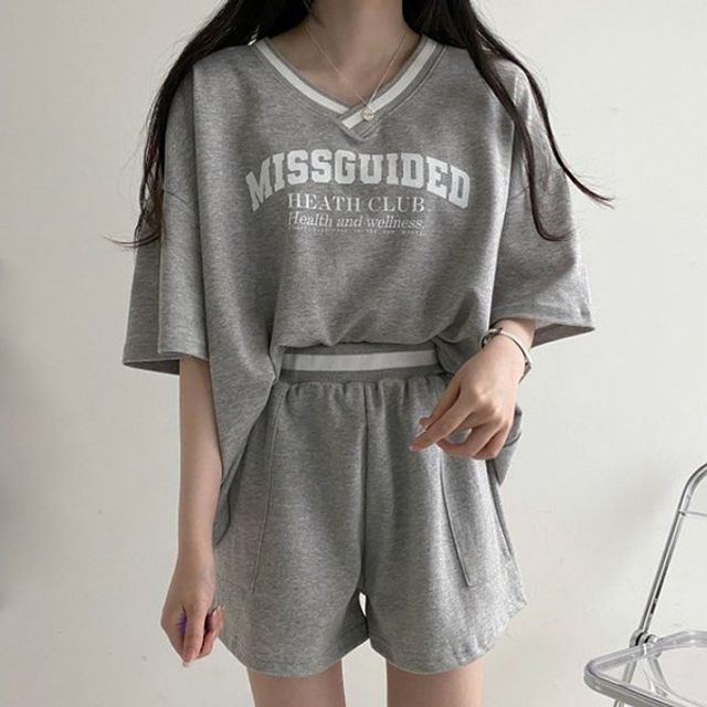 데일리 반팔티 브이넥 기본 밴딩반바지 데이
