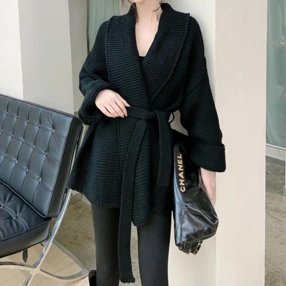 로브형 루즈핏 도톰가디건 여자 여성 간절기 가디건