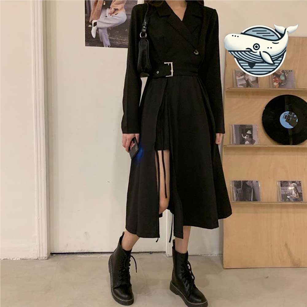 세련된 자켓형 롱원피스 벨트세트 오피스 하객룩