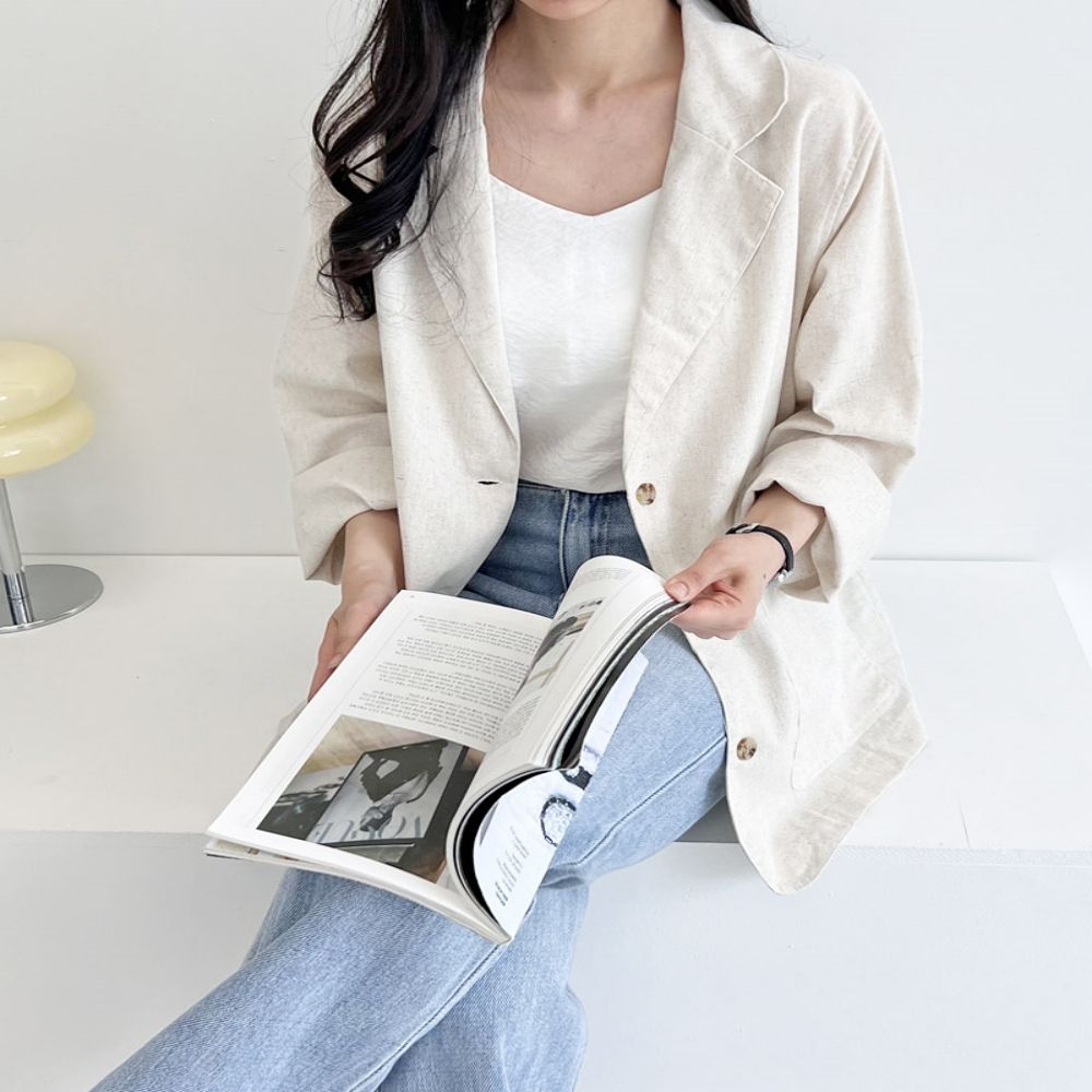 여성 여름아우터 블렌딩 오버핏 린넨자켓