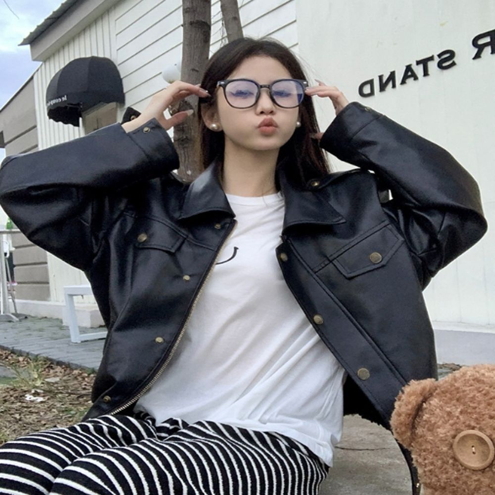 여자 데일리 캐주얼 레더 점퍼 자켓 E15