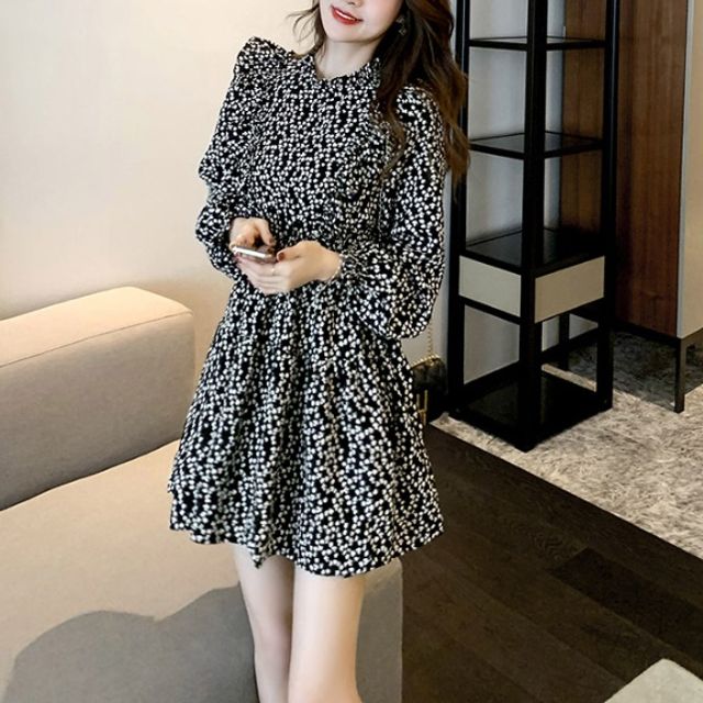 플라워 프릴 원피스 꽃무늬 밴딩 롱치마 봄 데이트룩