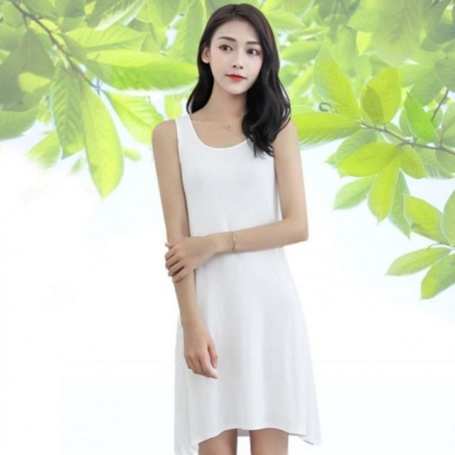 민소매 프릴 원피스 기본 미디 데이 데일리 모달 드레