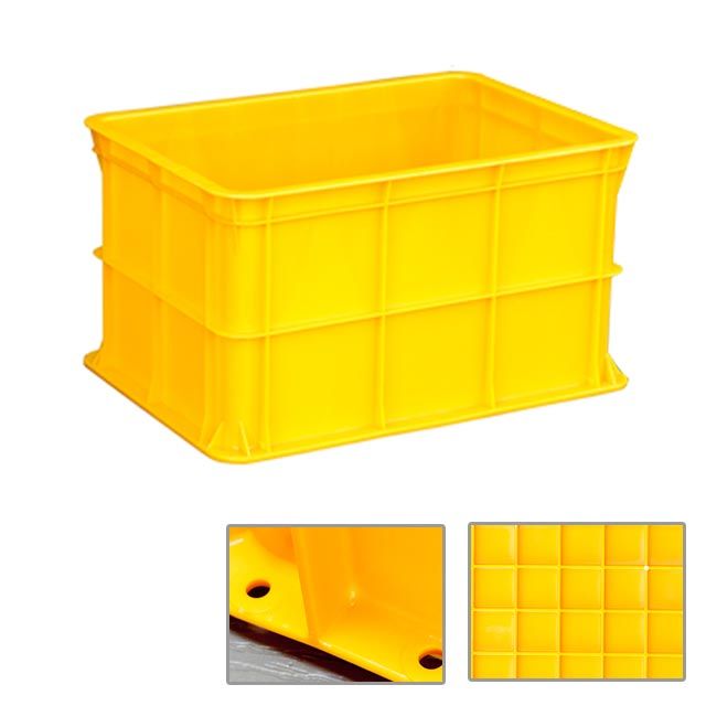 대형 점보 박스 플라스틱 사각 운반 상자 노란 130L