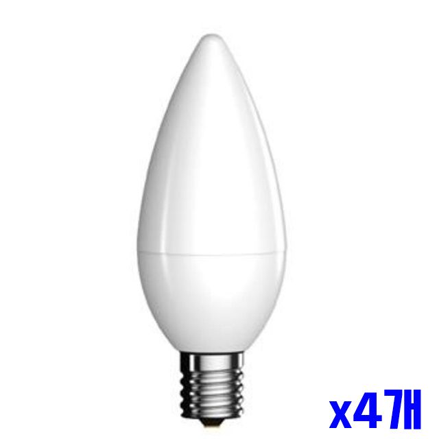 조명 5W LED전구 전구 x4개 불투명 촛대구 주광색 LED