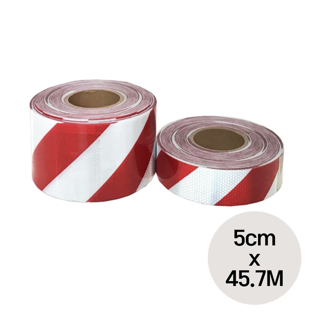 사선 벌집 반사 테이프 백색적색 5cm x 45.7M 1롤