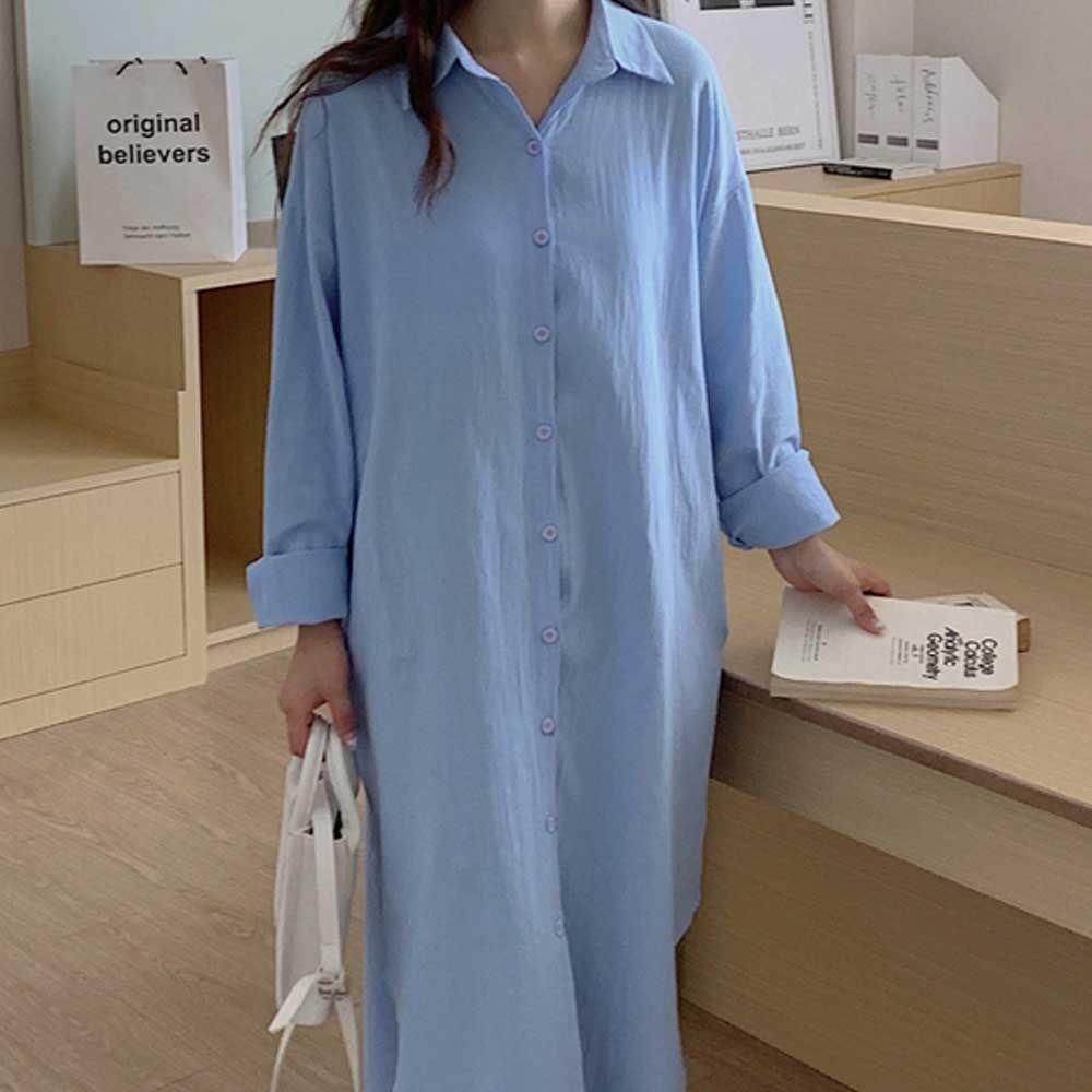 휴가 여행 셔츠 여름 여자 코디 카라 롱 룩 원피스