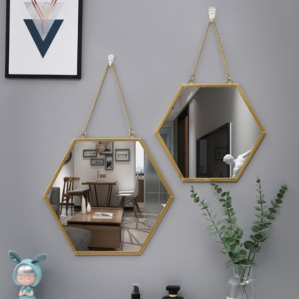 육각형 장식 골드 벽거울 인테리어 카페 클랜식 거울