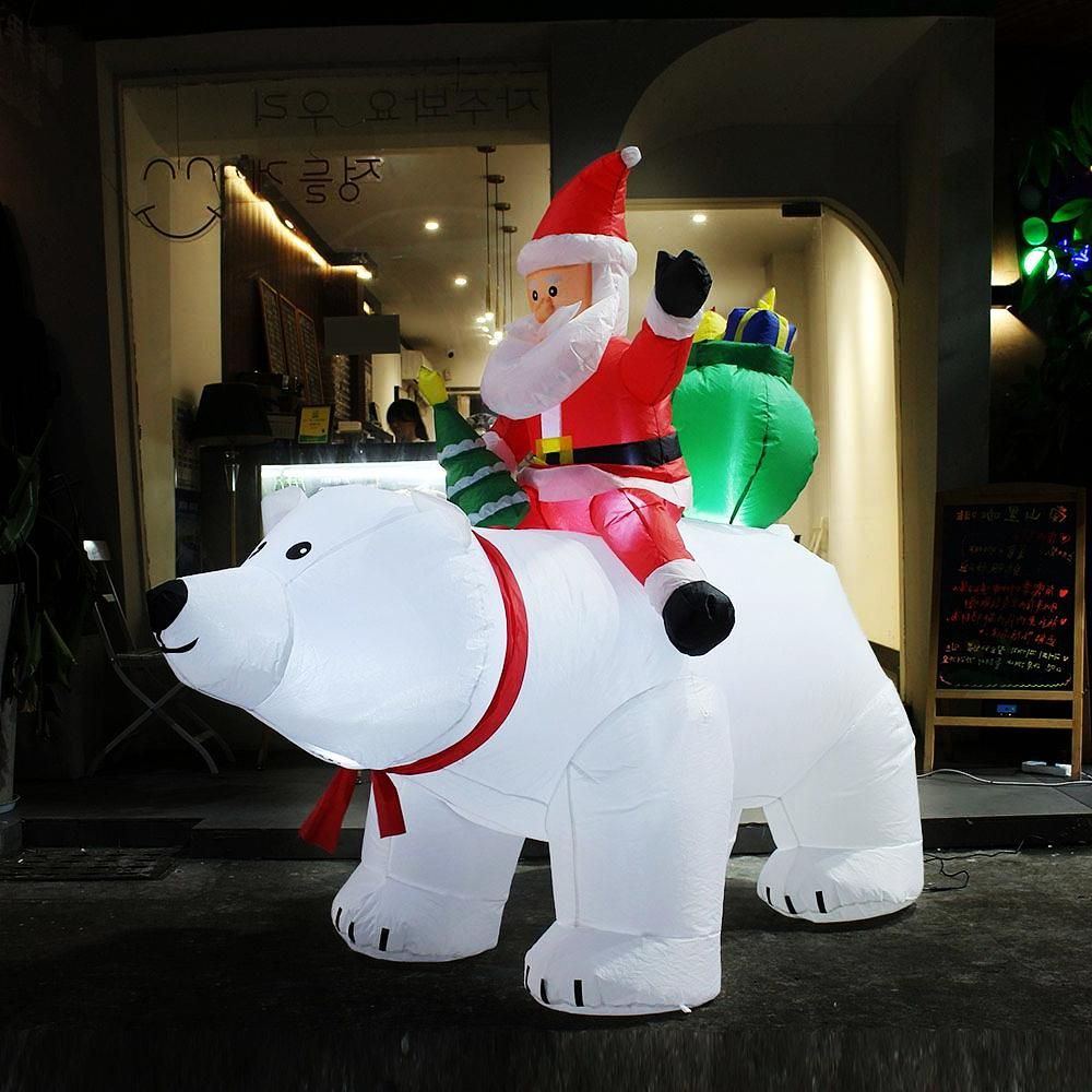 북극곰 산타 와 대형 에어 벌룬 데코용품 led