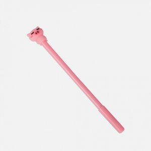 아이티알,NE 잠자는 핑크돼지 실리콘 중성 뚜껑 검정 볼펜0.5mmX10