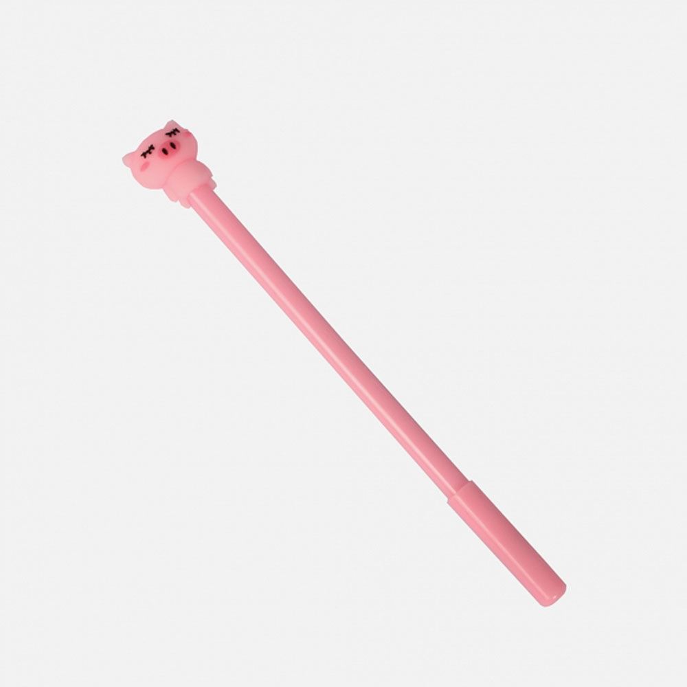 아이티알,NE 잠자는 핑크돼지 실리콘 중성 뚜껑 검정 볼펜0.5mmX10