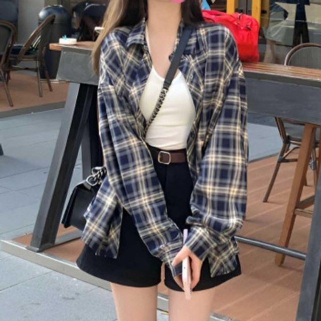 봄여름 셔츠 체크패턴 기본 베이직 데이 여성 남방 데
