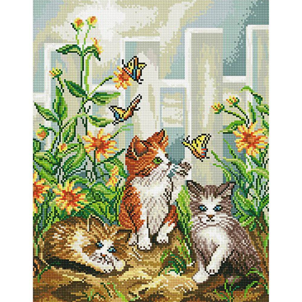 고양이 삼 형제 (캔버스) 보석십자수 40x50