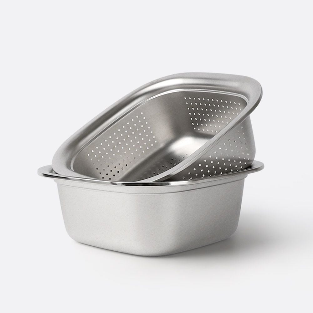 스텐 믹싱볼 베이킹 샐러드 스텐볼 채망 세트 24cm