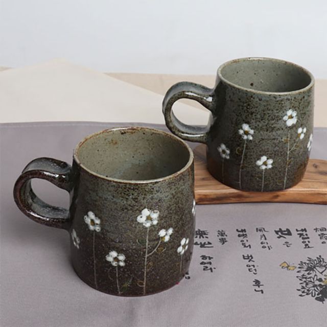 봄맞이꽃 머그컵 2P세트 L 쑥색 500ml