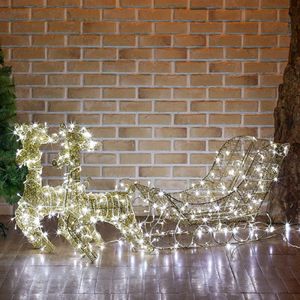 아이티알,NU LED 설매끄는 사슴장식(골드) 크리스마스인테리어장식