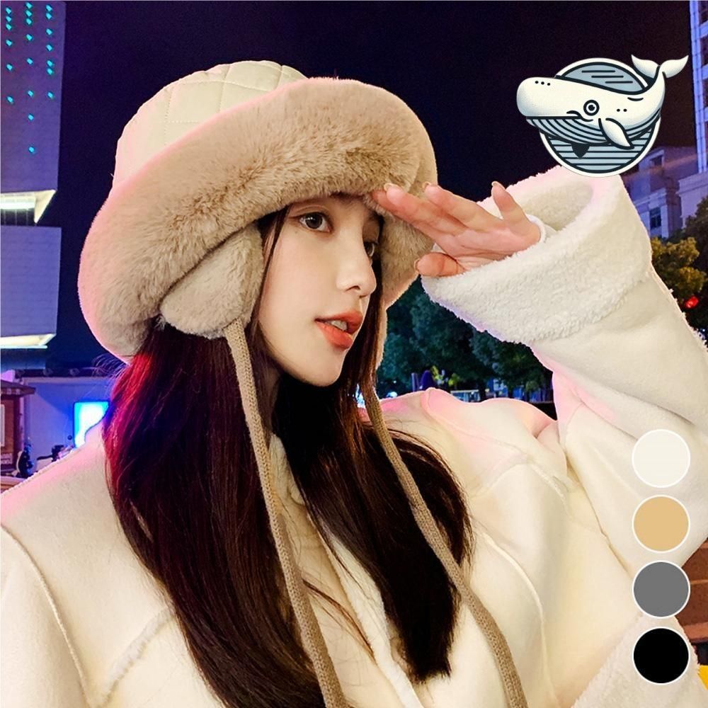 여자 겨울 귀달이 퍼 버킷 모자 포근한 패딩