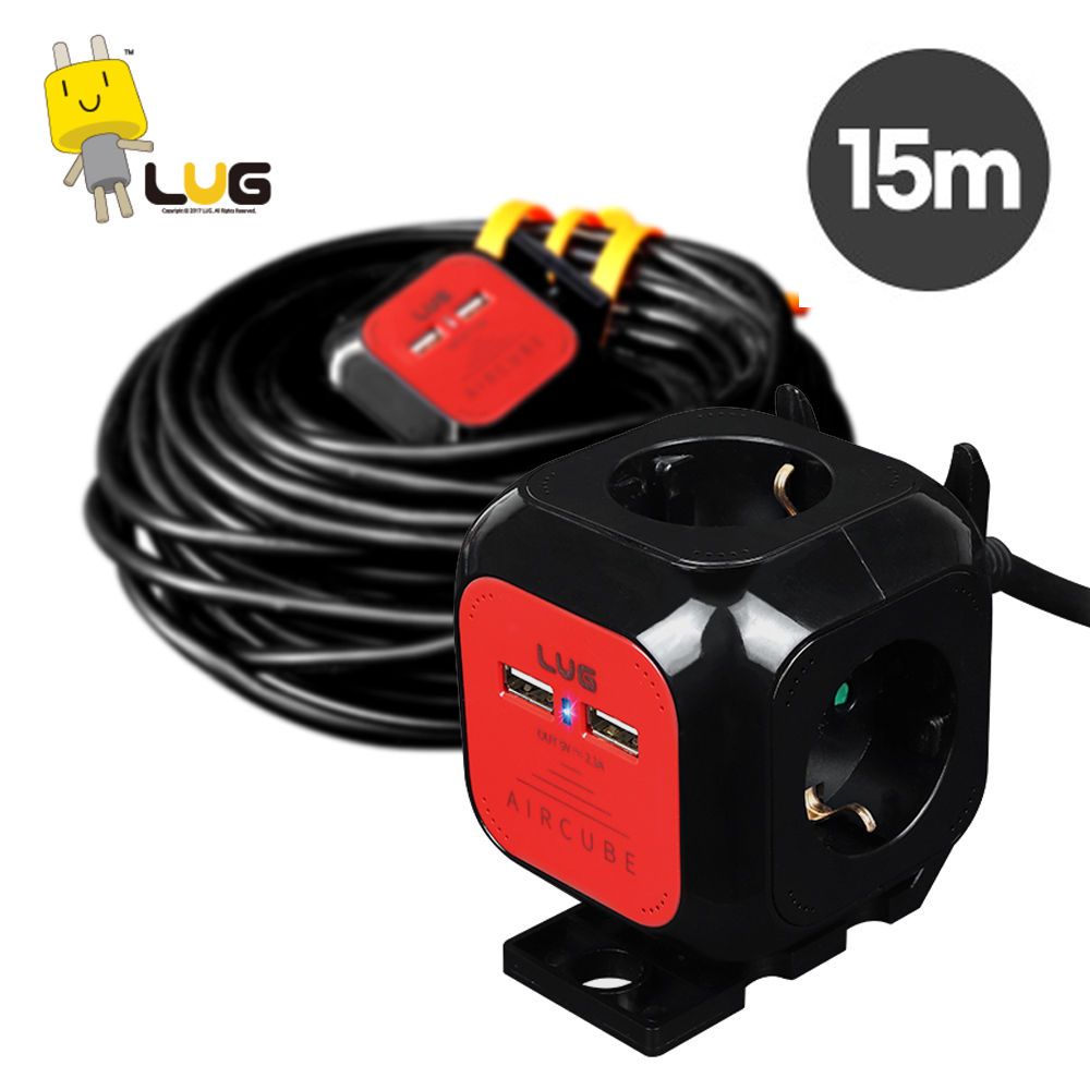 콘센트 연장선 4구 USB 2포트 15M (BK) 멀티탭
