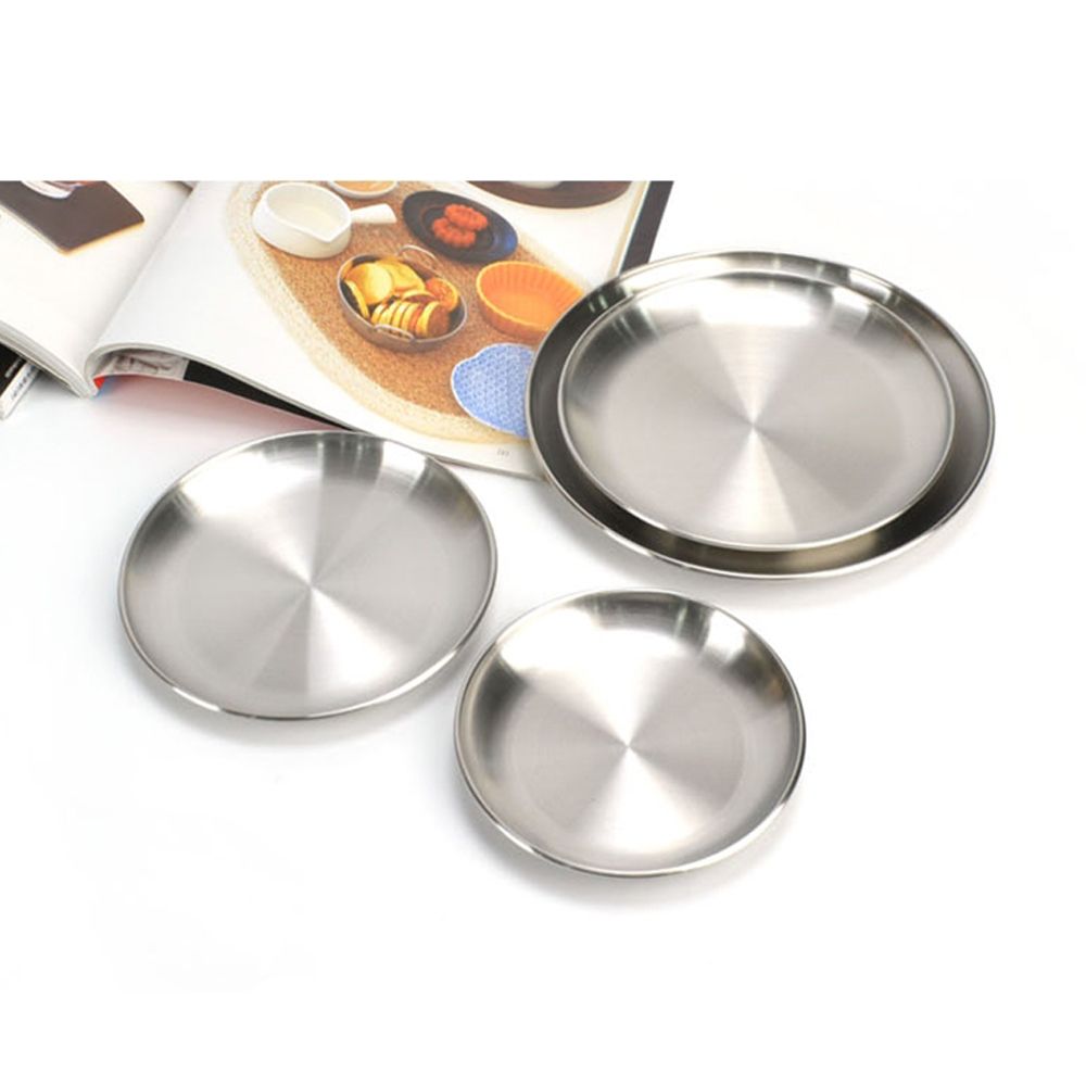 국내산 샤틴무광 스텐 원형접시 업소용 스텐찬기