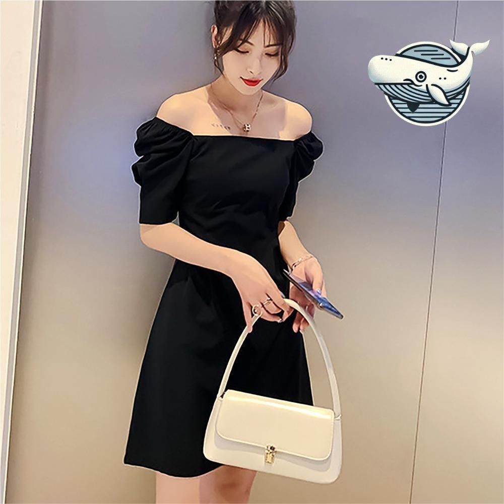 여성 퍼프 미니 블랙 원피스 세련된 벌룬