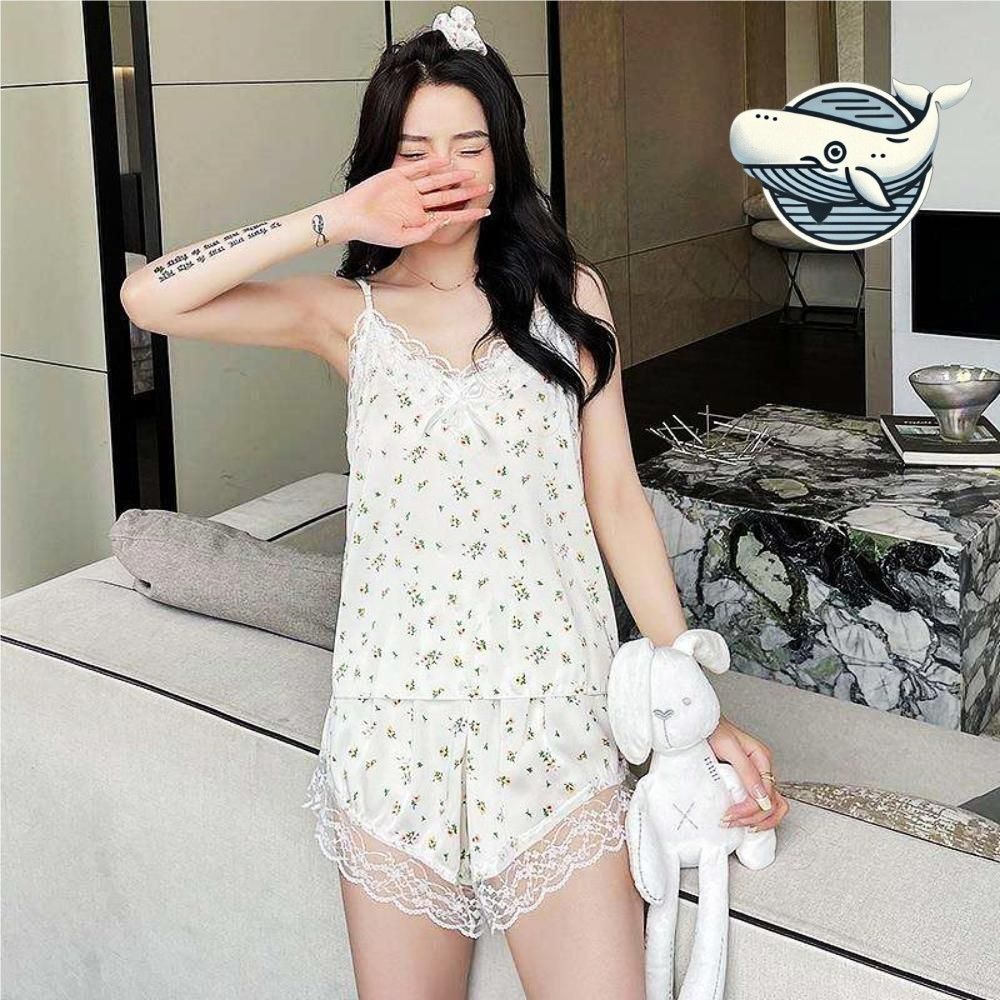 레이스 장식 여름 나시 잠옷 편안한 홈웨어