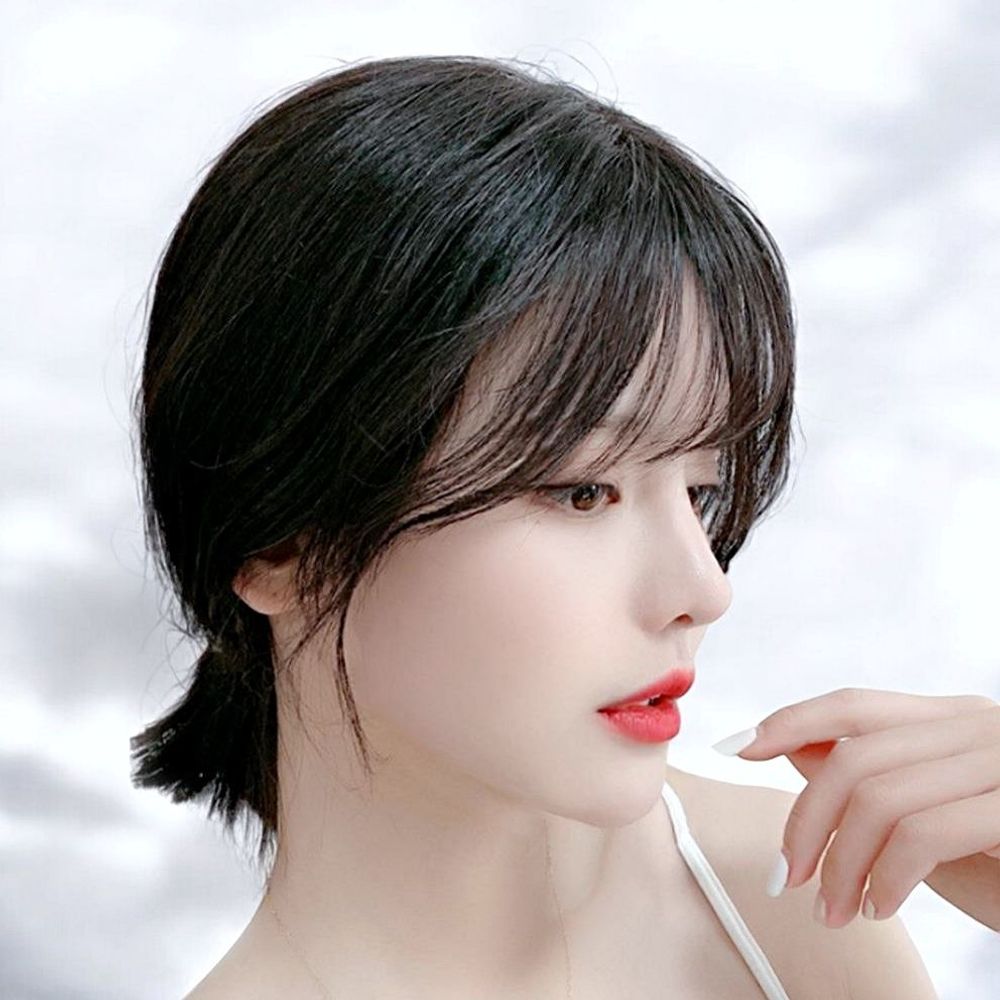 게더릭 사이드뱅 앞머리 정수리가발 (내추럴블랙)