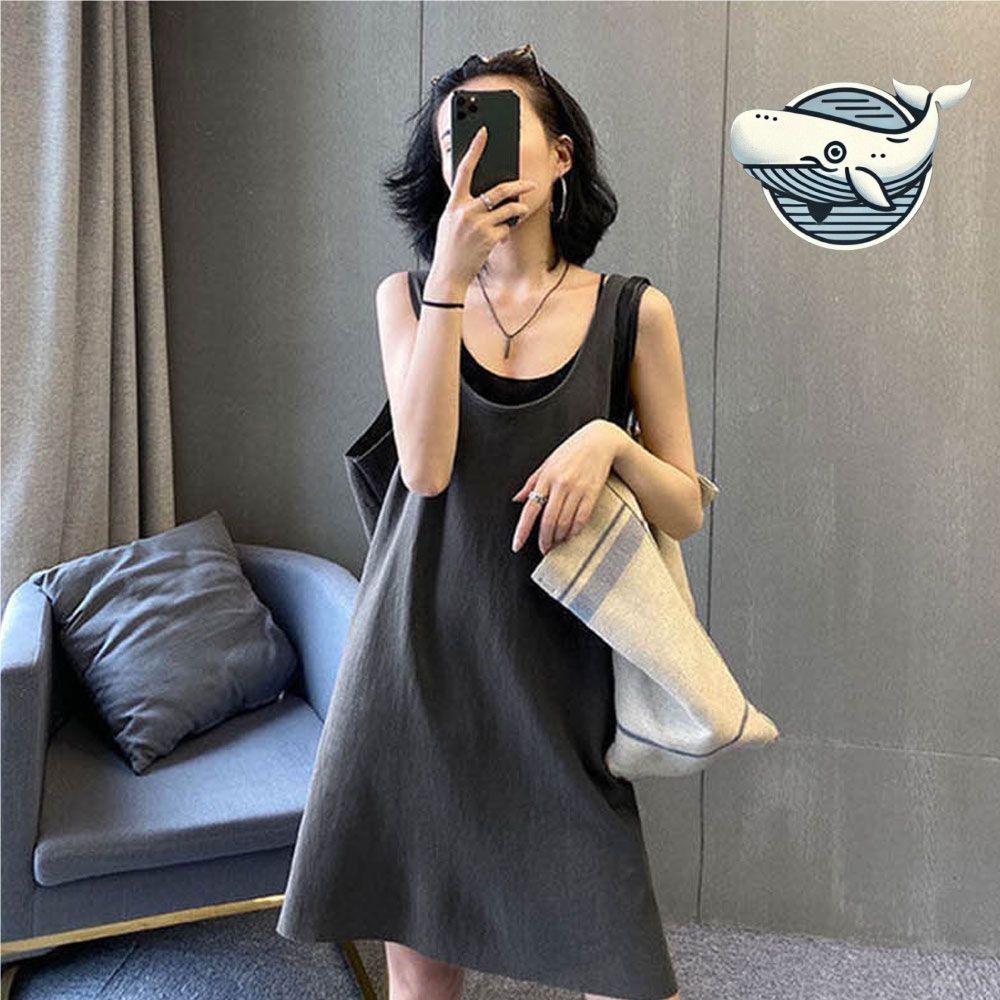 편안한 여름 슬리브리스 루즈핏 민소매 원피스