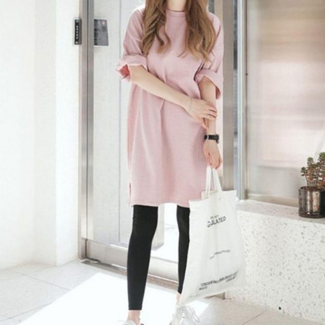 여자 반팔 루즈핏 기본 티셔츠 데이 롱티셔츠 원피스