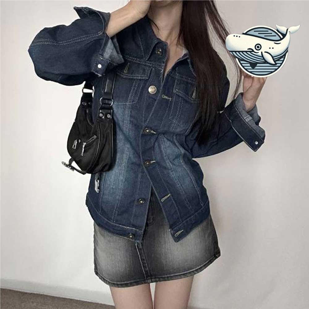 편안한 데일리 여성 청자켓 소매롤업 포켓