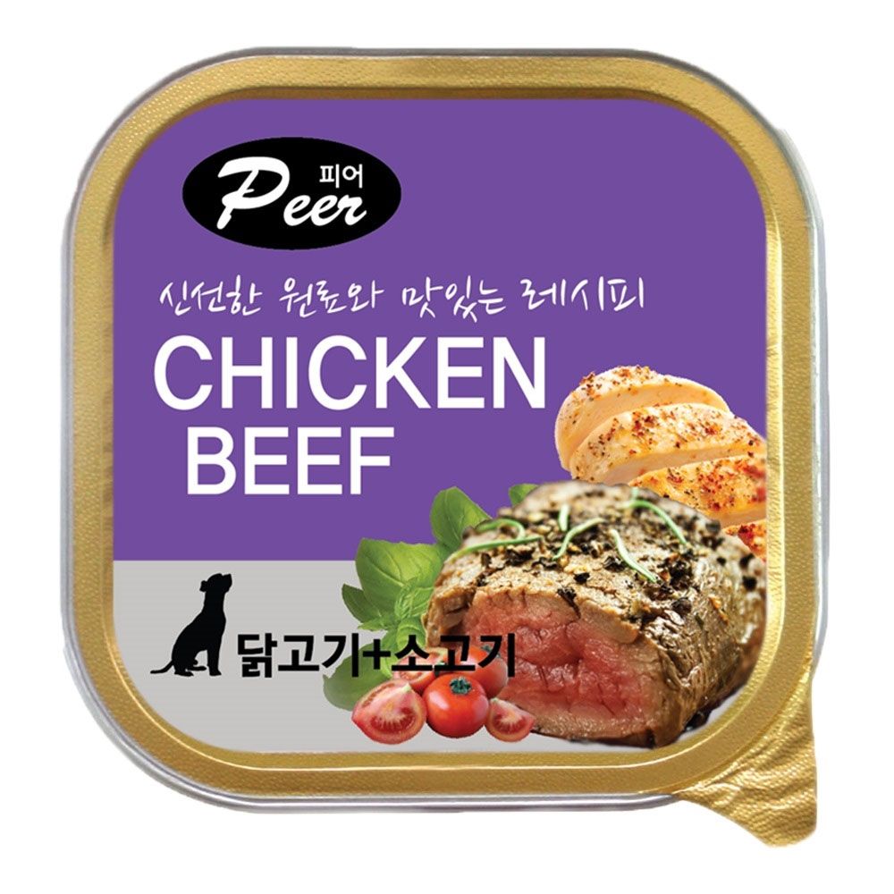 피어 사각캔 닭고기+소고기 100g X24개 강아지 간식