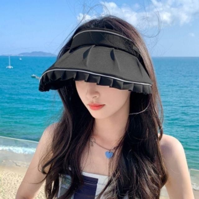 크로스백 스트랩 썬캡 여름모자 블랙 와이드
