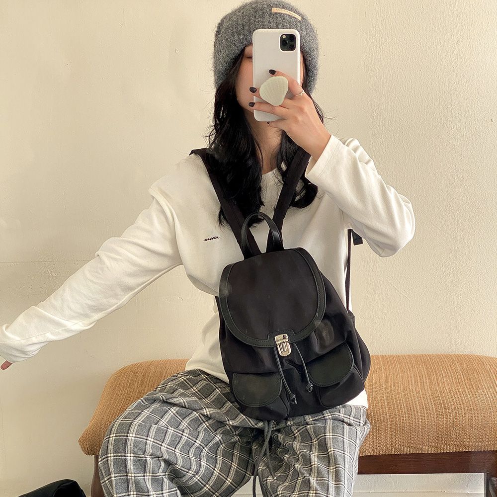 가벼운 가방 여성 미니 가벼운 투포켓 데일리 백팩