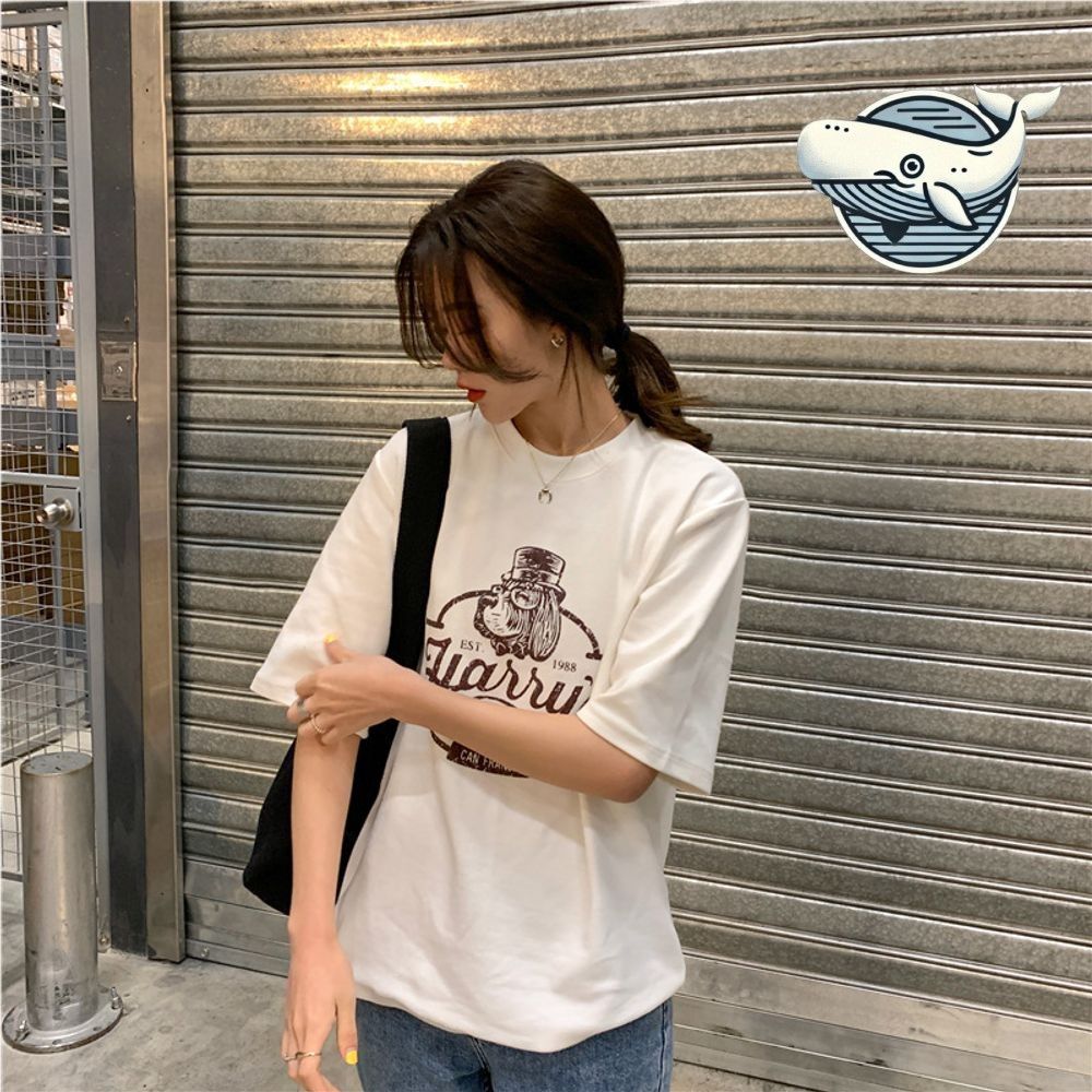 해리스 빈티지 라운드 프린트 반팔 티셔츠