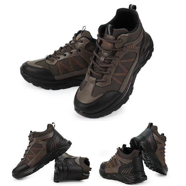 충격 완화 쿠션 트레킹화 (브라운) 통기성 좋은 메쉬 믹스 남자 등산화