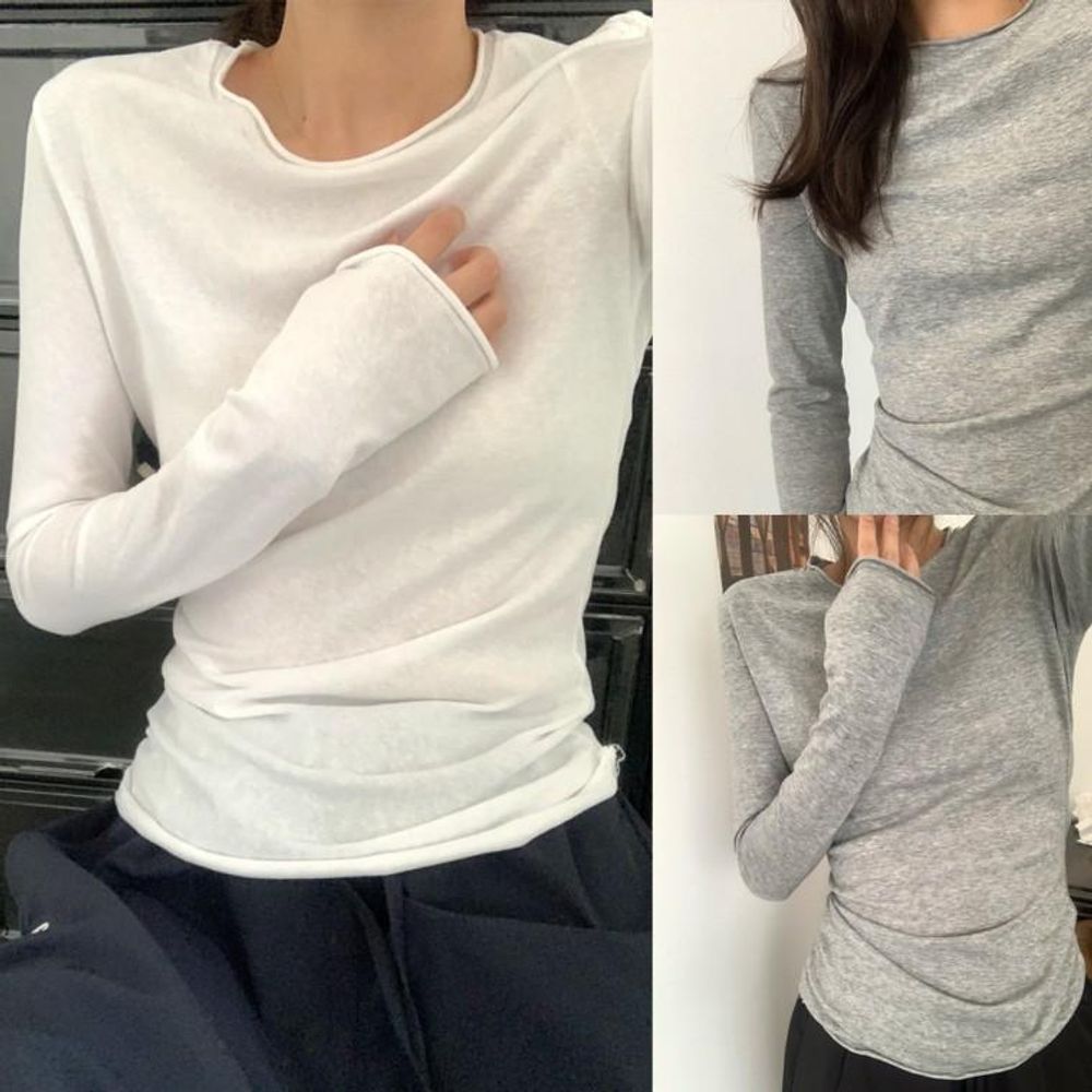 티셔츠 데일리 긴팔 기본 소프트 이너 포커스