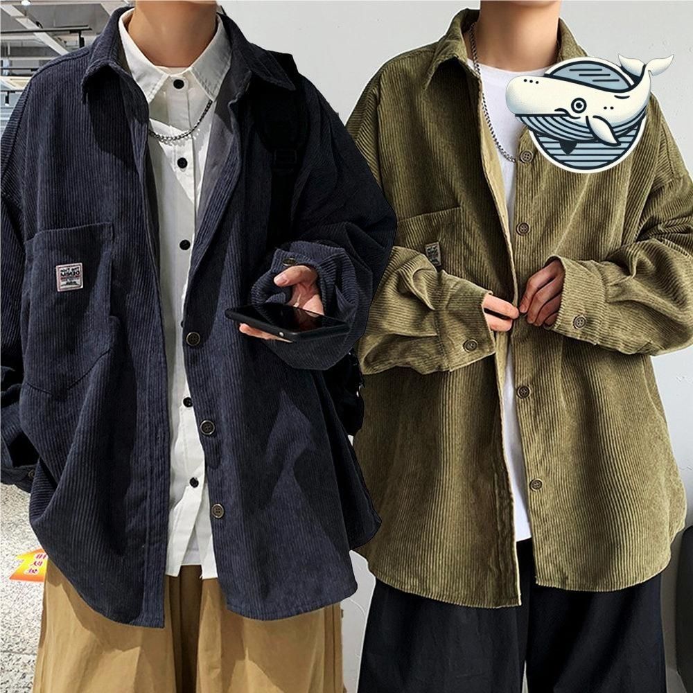 부드러운 골덴 남성 오버핏 셔츠 캐주얼 데일리