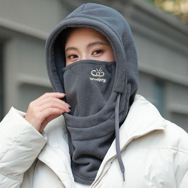 마스크 포근한 후드 겨울 모자 컬러 워머 여성