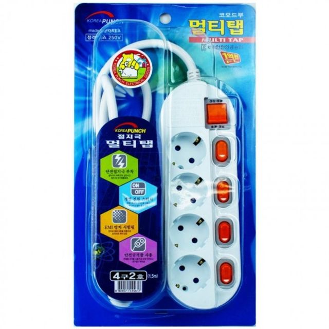 멀티탭 4구 개별스위치 접지 연장선