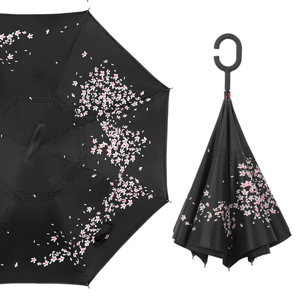 리버스 거꾸로우산 네이비벚꽃/판촉 접이식 암막우산
