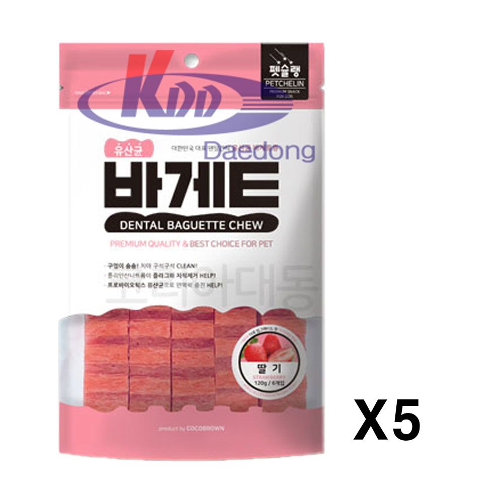 아이티알,NE 펫슐랭 유산균바게트 120g(6p) X5 / 딸기맛 개껌