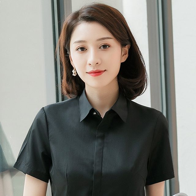 여성반팔블랙셔츠 출근룩 미팅복장 출근복 셀프면접