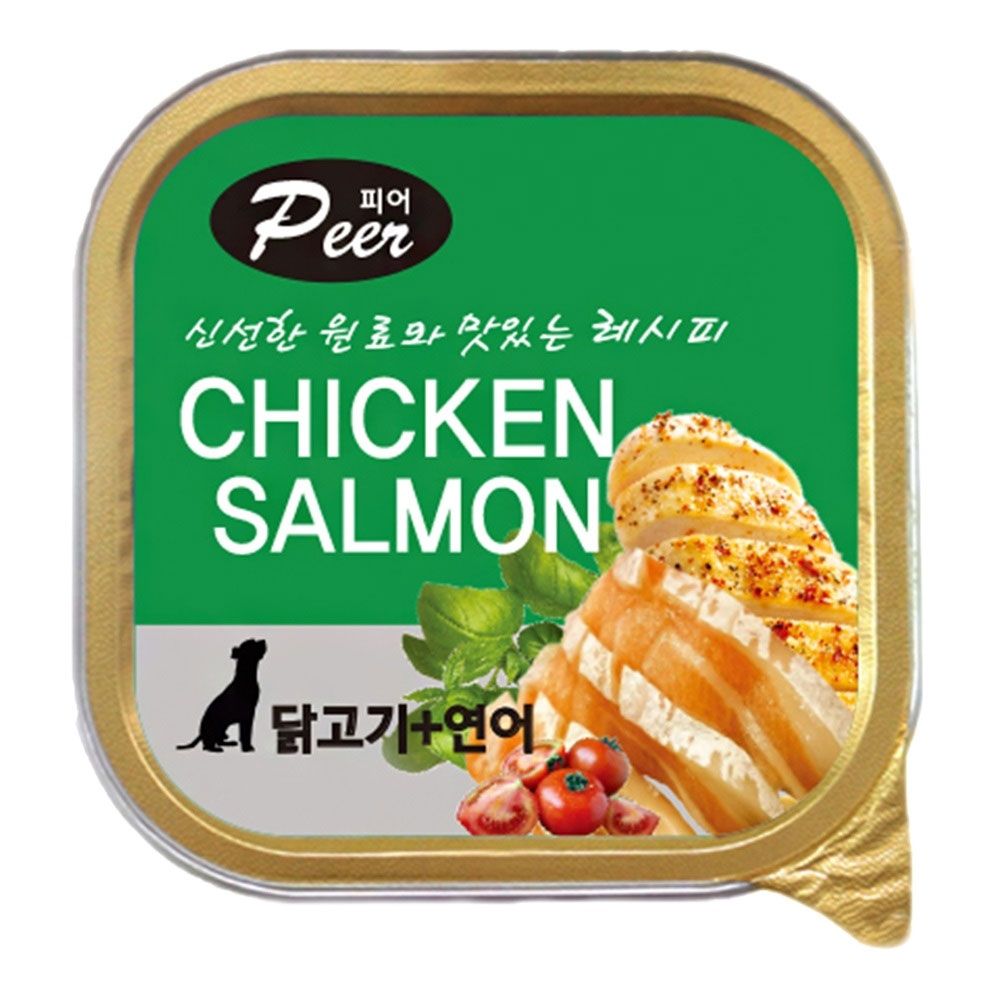 피어 사각캔 닭고기+연어 100g X24개 강아지 간식