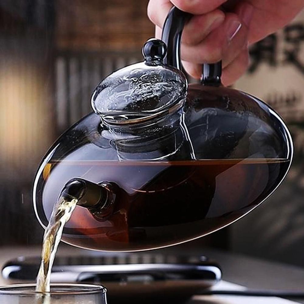 차포트 600ml 투명블랙 여과기 투명 찻주전자
